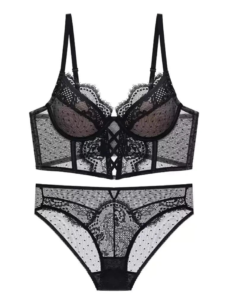 Lingerie Push Up Lace Bra & Garter Set Petite Small Bust Chemise with Soft Underwire Bra Fishbone Shaping Corset Top Size S-XL — image 5