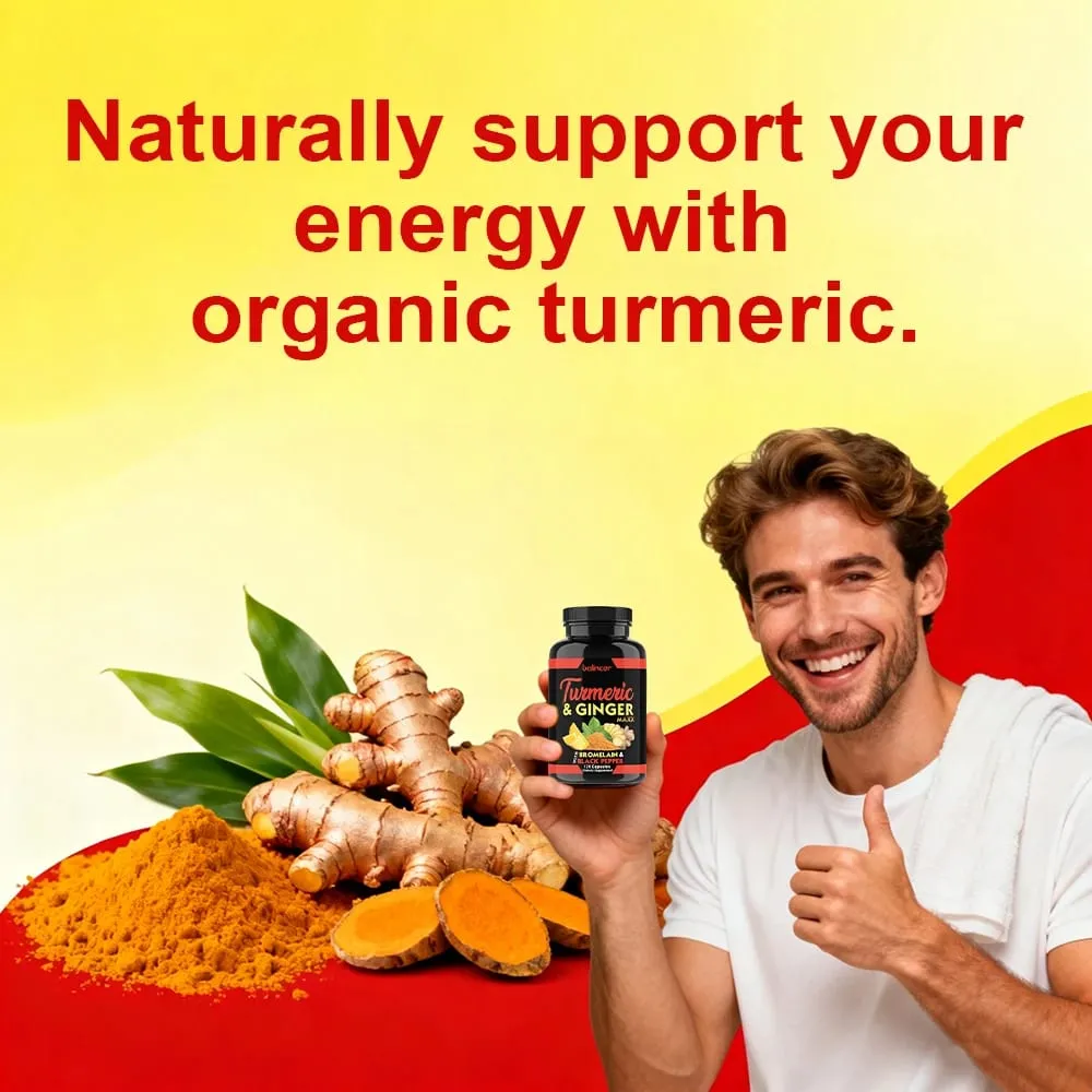 Organic Turmeric Curcumin Capsules with Ginger Support Joint Muscle Cardiovascular Cognitive Digestive & Immune Wellness — image 4