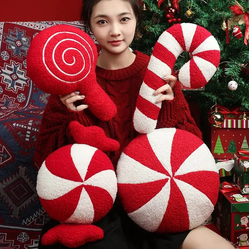 Classic Christmas Series Throw Pillow Candy Lollipop Snowflake Xmas Scepter Balls Doll Soft Sofa Cushion Festival Home Decor — image 8