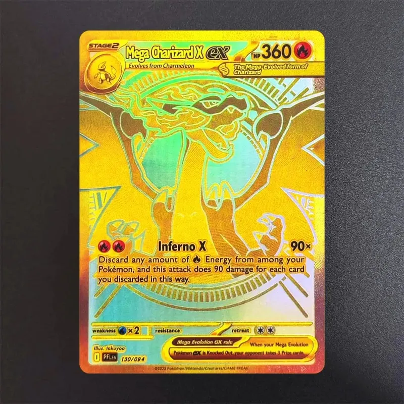 DIY Pokemon Cards Mega Charizard X EX PFL EN 130/094 125/094 Hyper Rare Collectibles PTCG Trading Card