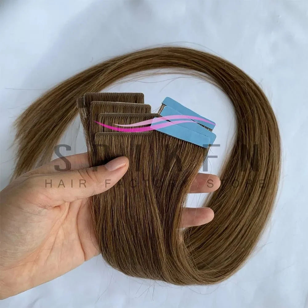 Invisible PU Skin Weft Hair Extensions Natural Straight Machine Remy Seamless Adhesive Tape In Human Hair 10pcs/pack 12''-20''