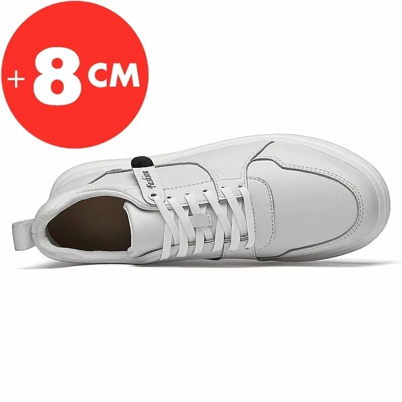 Big Size Lift Men Sneakers Elevator Shoes Heightening Height Increase Insole 7-8CM High Heels Shoes Genuine Leather Sport Shoes — image 4