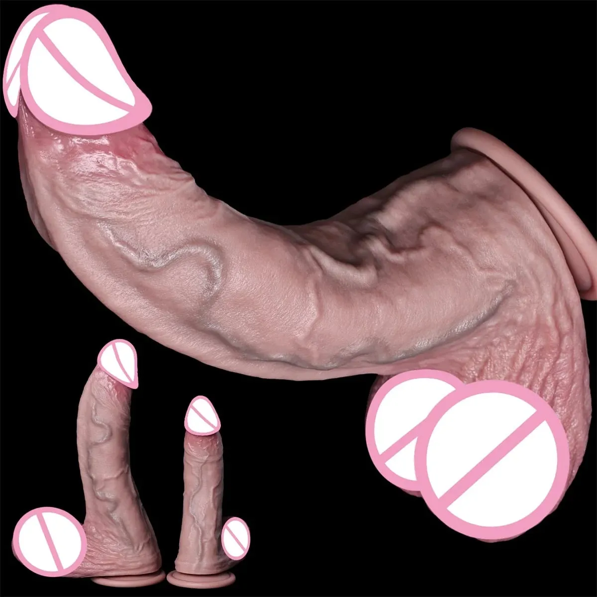 Realistic Skin Soft Big Dildo 3 Sizes Silicone Penis For Woman Anal Sex Toy Vein Cock Vaginal Masturbation Suction Cup Big Dick — image 1