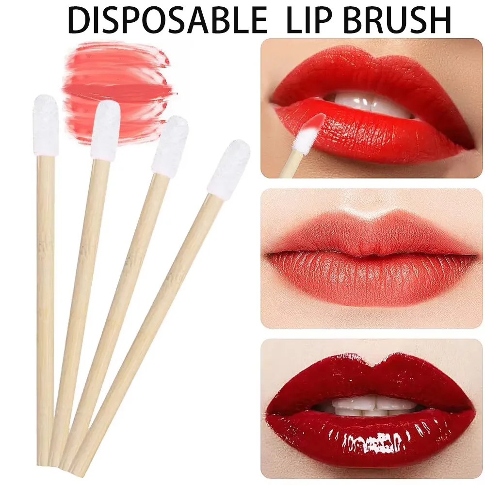 50/100pcs Lip Wands Applicators Bamboo Handle Lipstick Brush Gloss Wand Makeup Brushes For Eyelashes Extension Beauty Tool — image 4