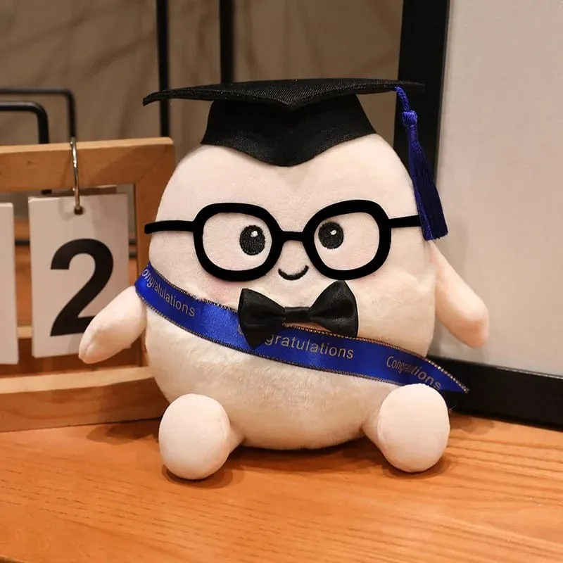 15/25cm Ribbon Humanoid Egg Plush Toy Graduation Bachelor Doctor Stuffed Plushie Kawaii Mascot Souvenir Classmate Gift — image 11
