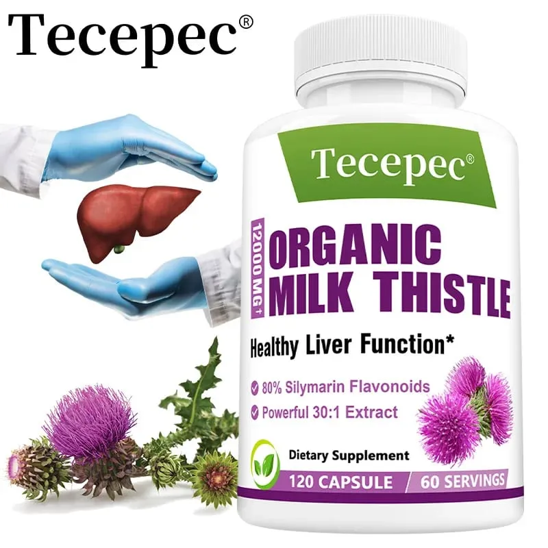 Milk Thistle Capsules Antioxidant Support Healthy Liver Function Detox Cleanse Cardiovascular Care Skin Health & Immunity — image 1