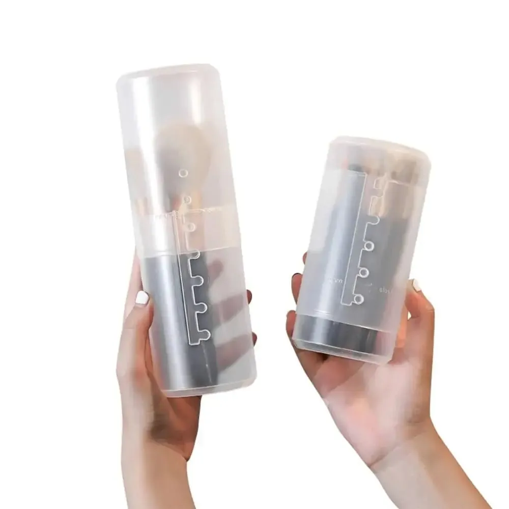 ใหม่โปร่งใสปรับความสูง PVC แปรงแต่งหน้าผู้ถือจัดเก็บถ้วยพร้อมฝาปิดกันฝุ่นแป้งแพคเกจกล่อง — image 1
