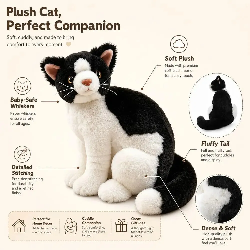 Plush Material Animal Body Pillow 10inch Soft Texture Poultry Throw Pillows Cute Design Cat Pattern Animal Cushion Doll Toys — image 4