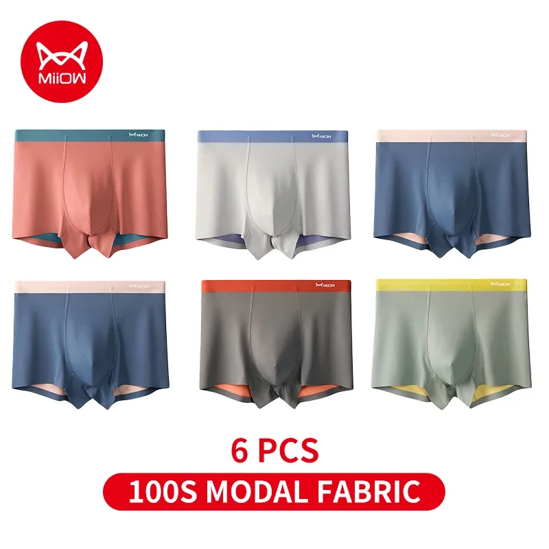 MiiOW Men Underwear Set 100S Modal Men's Boxershorts Silky Breathable Man Panties 5A Antibacterial Mens Boxer Briefs Underpants
