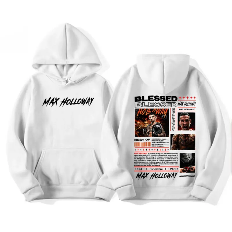 Max Holloway Blessed Vintage Graphic Hoodies Men Women Fashion Violence Aesthetic Sweatshirt Casual High Quality Pullovers Hoody