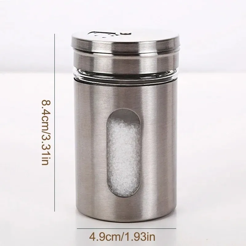 Stainless Steel Spice Shaker Seasoning Cans Rotate Camping Barbecue Jars Spice Storage Box Salt Sugar Pepper Storage Bottle