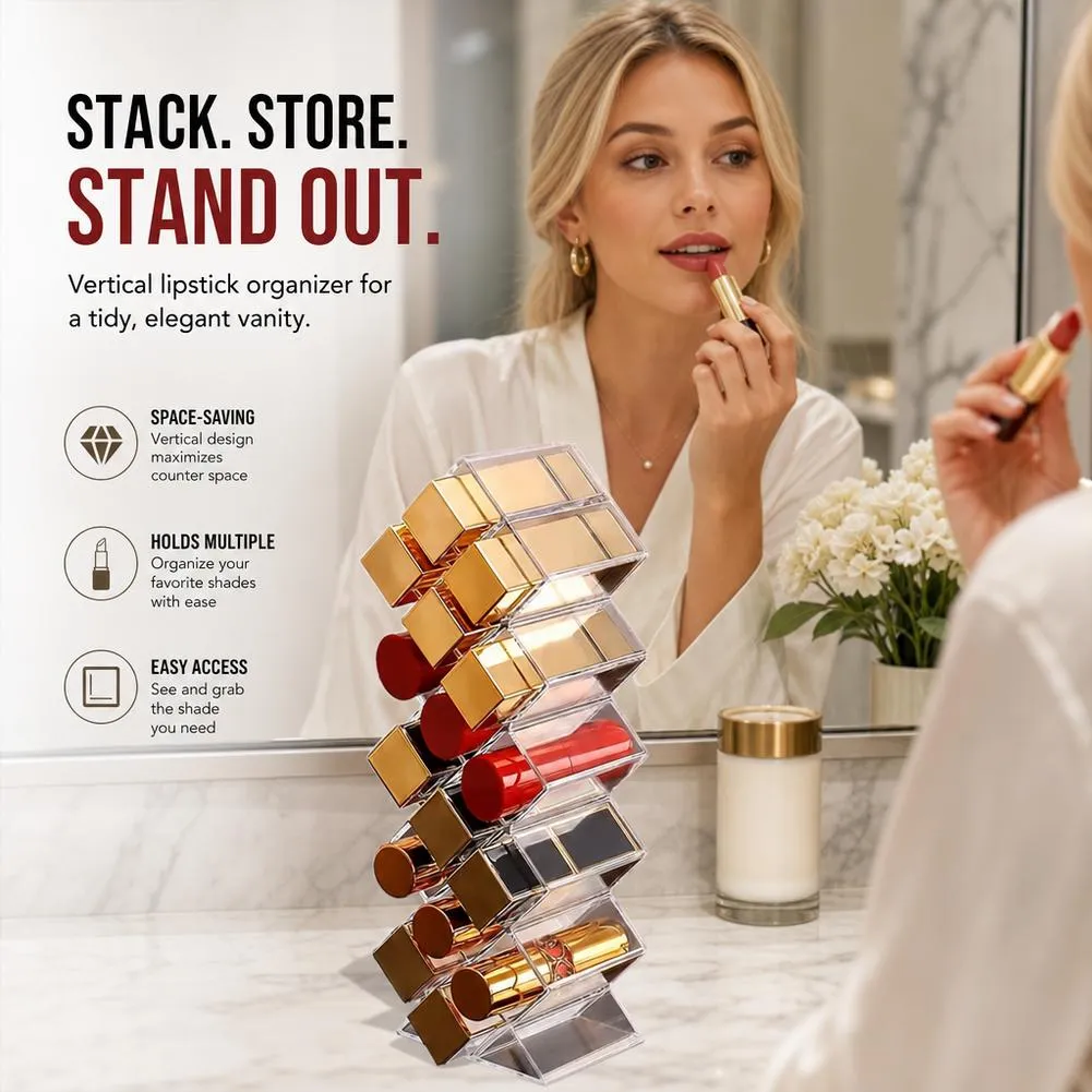 New Cosmetic Lipstick Jewelry Box Makeup Brushes Holder Lipstick Storage Box Acrylic Makeup Organizer Storage Case — image 3