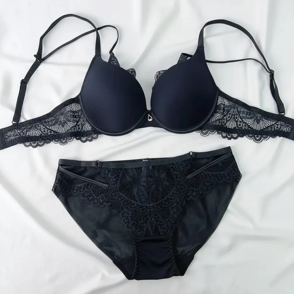 Women Sexy Push Up Bra Set Padded Lingerie Daily Casual Lace Bra Snd Panty Set Underwear Ladies Brief Set — image 2