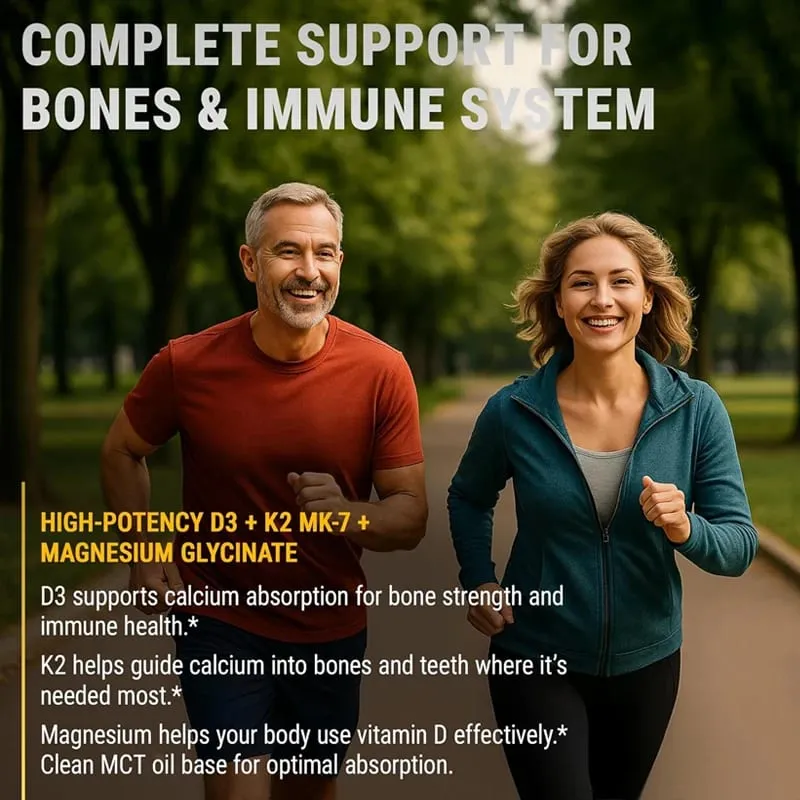 Holucks Vitamin D3+K2 Capsules with Magnesium Zinc Supports Bones & Joints Health Immune System Daily Sports Vitality