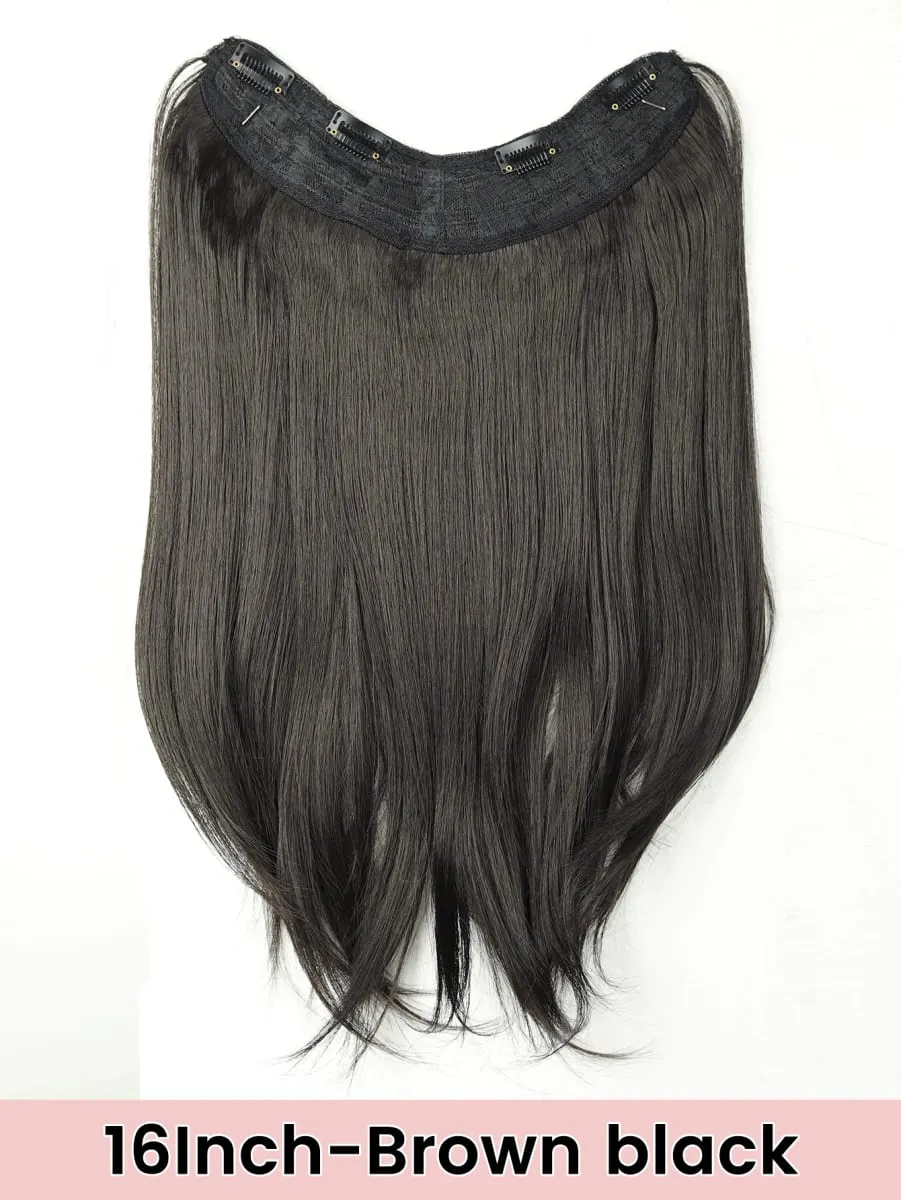 Synthetic V-Shaped Long Curly Wavy Hair Extension Synthetic Wig Layered Hair Extension Hair Pad Fluffy Top Increase Hair Volume — image 12