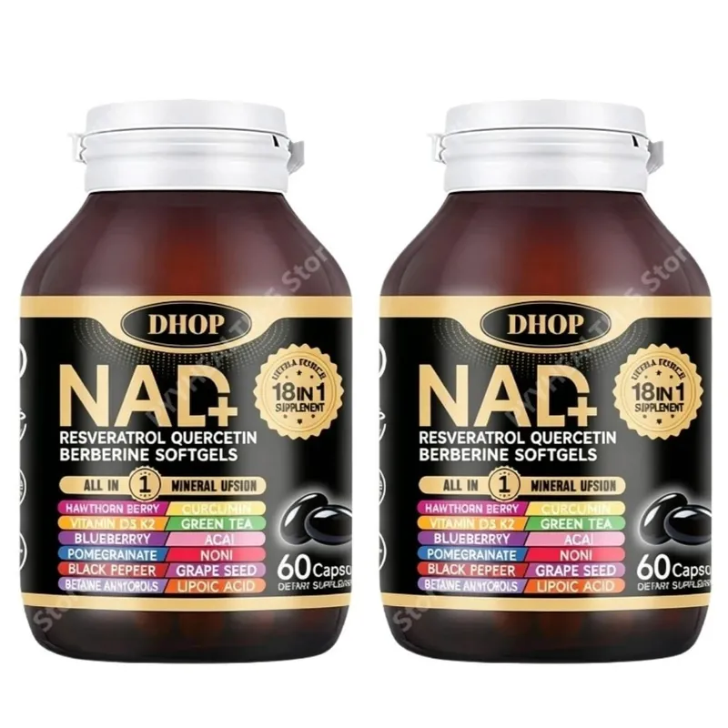 NAD+ Softgels with Resveratrol Quercetin Berberine Softgels 18-in-1 Supplement for Overall Health Support 60 Capsules