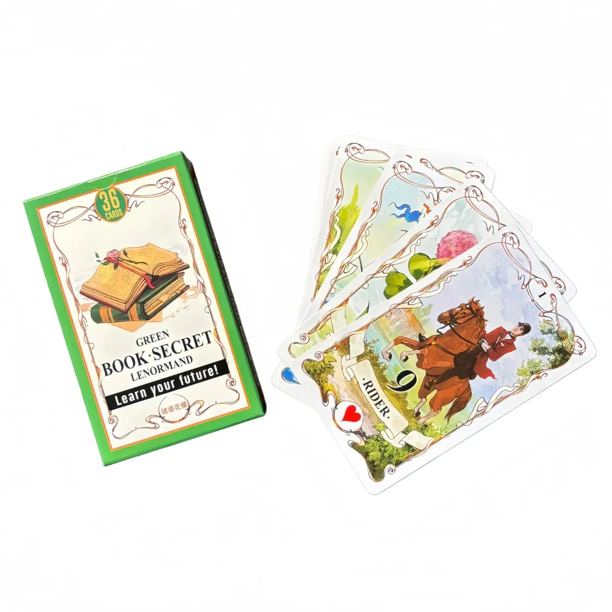 Green Book Secret Lenormand Oracle Cards 36PCs English Version Old Style Lenormand Oracle Card Divination Board Game