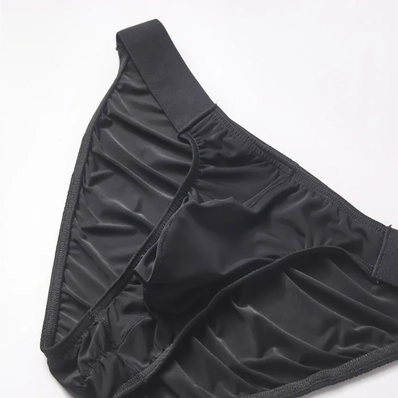 Ice Silk Briefs Men Underwear Male Wide Belt Panties Sexy U Pouch Wrinkle Back Bikini Slips Hombre Breathable Exotic Lingerie 3256808930282413