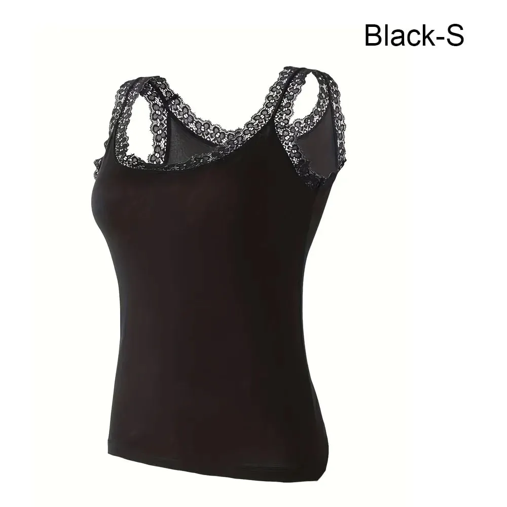 Casual U Neck Summer Tank Tops Sleeveless With Lace Cami Top Shirt Underwear Camisoles Vest Corset for Women — image 12