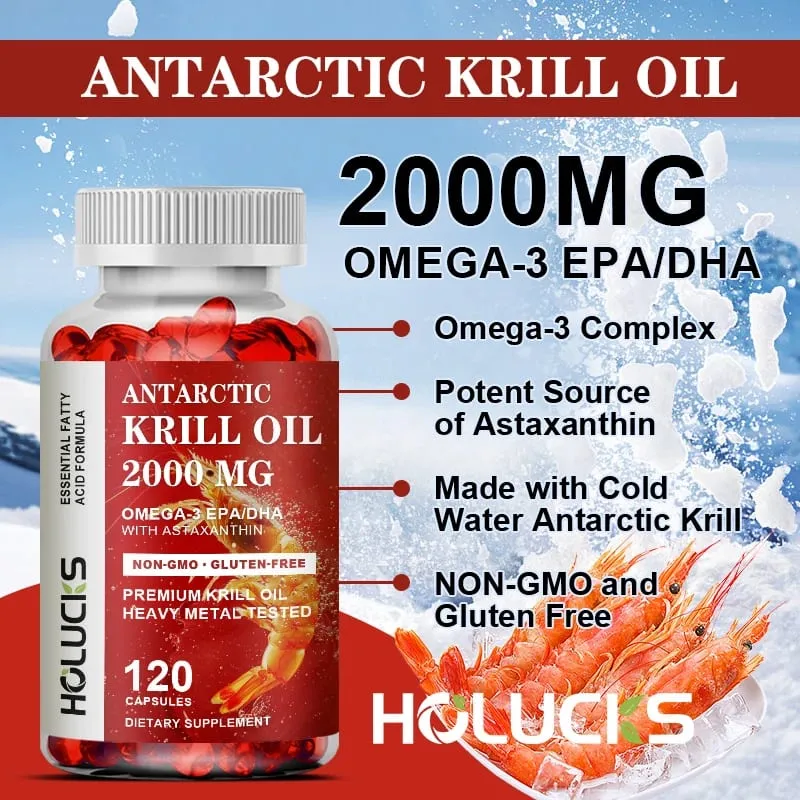 Kupte 1 Získejte 1 zdarma! Pure Antarctic Krill Oil 2000 mg doplněk s astaxanthinem pro zdraví srdce a mozku Zdravé stárnutí bez GMO — image 5