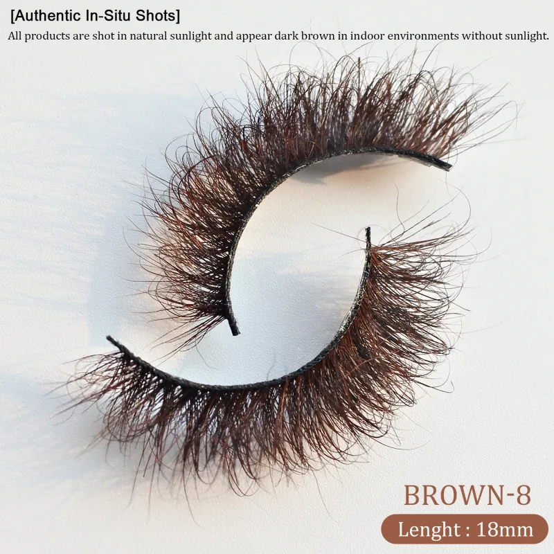 `Dark Brown 3D Mink False Eyelashes Fluffy Wispy Volume Strip Lashes Soft Handmade Brown Mink Lashes Natural Makeup Eye Beauty T — image 6