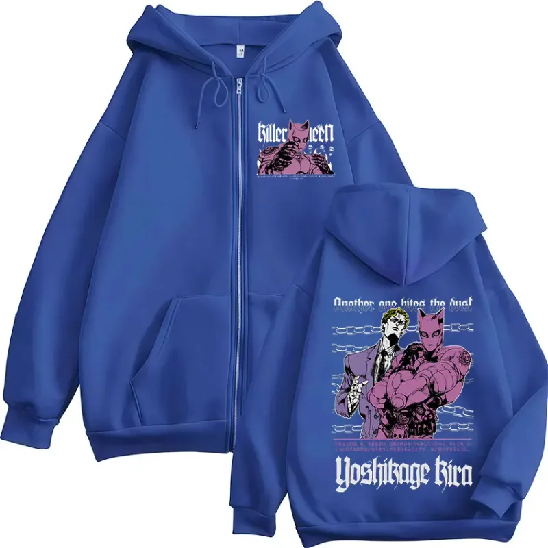 Anime Jojo Bizarre Adventure Kira Yoshikage Killer Queen Zipper Hoodies Men Women Clothing Fashion Zip Up Sweatshirts Jackets — image 7