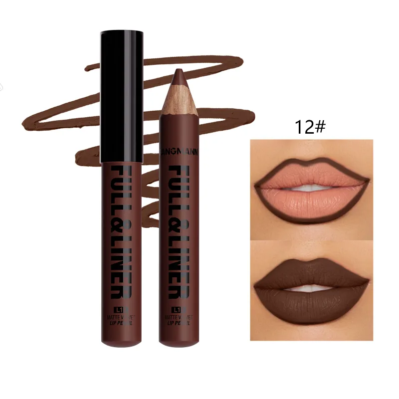 Matte Lip Liner Son Môi Bút Gỗ Có Thể Cắt Kẻ Viền Môi Lâu Dài Không Dính Vào Cốc Không phai màu