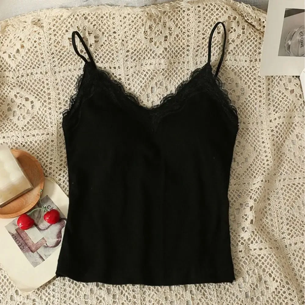 High Quality Fashion Breathable Lace Camisole Strap Bra Solid Color Summer Top Sexy Style Wire-Free Crop Top — image 9