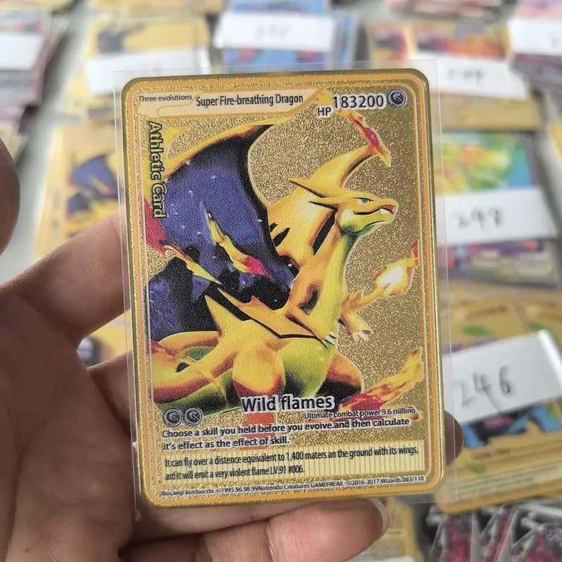10000HP Charizard Vmax Pokemon การ์ดโลหะการ์ดภาษาอังกฤษ Arceus GX Vstar V Golden Limited เด็กของขวัญเกม Battle Collection การ์ด