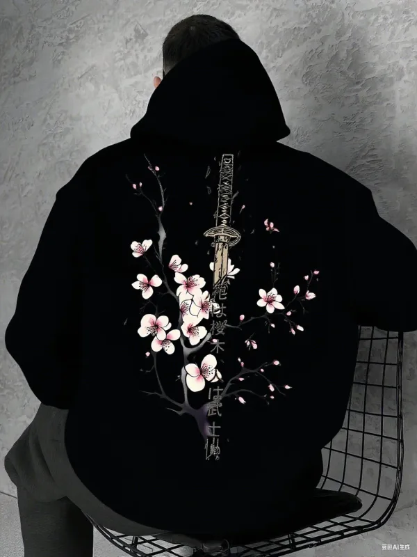 Japan Cherry Blossom Men Women Pullover Hoodie Street Casual Harajuku Y2K Retro Loose Sport Daily Autumn Winter Sweatshirt Top
