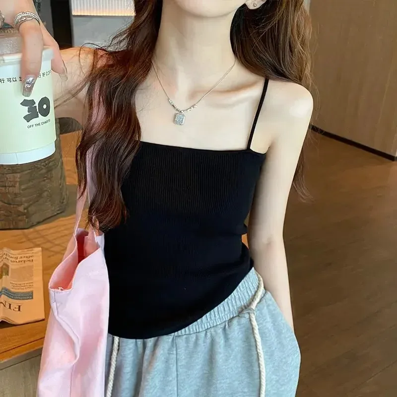 Summer Sleeveless Camis Backless Strap Tank Top Casual Women Halter Crop Tops Slim Solid Short Female Tube Cropped Vest 2026