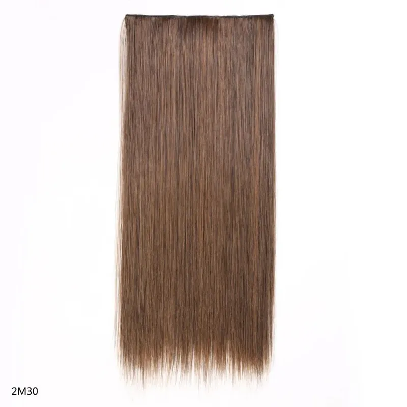 Hairpiece 5-Clips One Piece Clip-In Hair Extension Long Straight Hair Voluminous Natural Soft Synthetic Hair for Women Daily Use