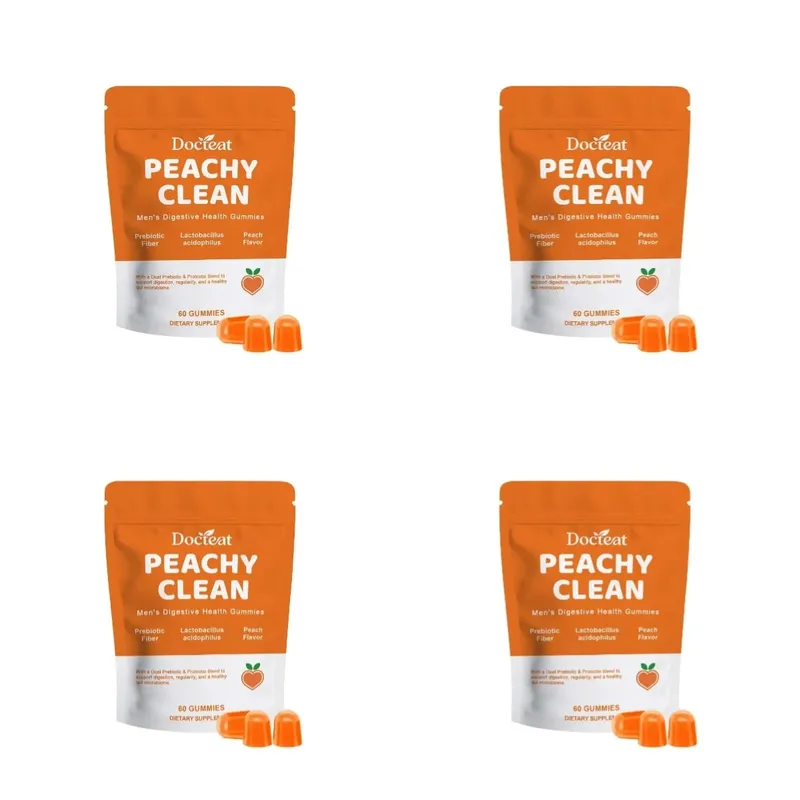 Docteat Peachy Clean Men's Digestive Health Gummies Prebiotic & Probiotic Blend Peach Flavor 60 Gummies Dietary Supplement — image 10
