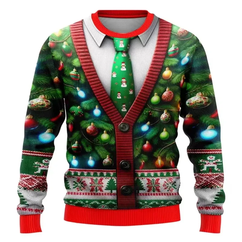 Moda 2026 feio camisola de natal engraçado natal gráfico moletom papai noel cosplay pullovers menino crewneck poliéster agasalho — image 6