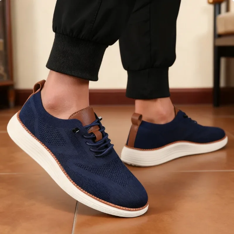 Männer Casual Wanderschuhe Atmungsaktive Mesh Stricken Turnschuhe Heißer Verkauf Bestseller Leichte, Nicht-slip Flache Spitze Up Laufschuhe männer