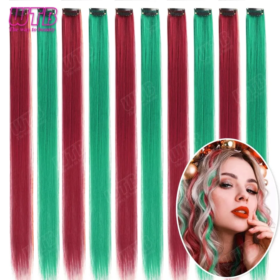 10Pcs Colored Synthetic Extension Wigs BB Clip Style Straight Hair Extensions Suitable for Women to Wear at Holidays and Parties — image 8