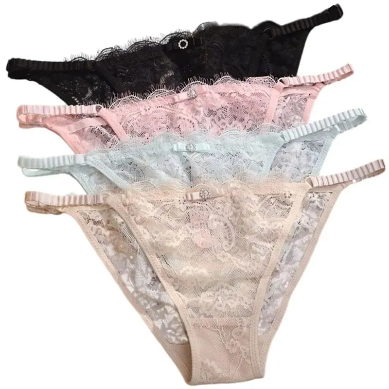 Spitze Frauen Unterwäsche Mini Höschen Phantasie Elegante Briefs Sexy Transparent Weibliche Dessous Intim Bekleidung Niedrige Taille G-String