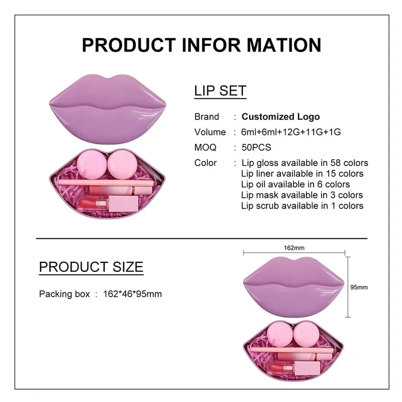 Veganes 5-in-1-Lippen-Make-up-Set, Glanz-Öl-Maske, Liner-Peeling, Private Label, individuelles Logo, Großhandel, Großlieferung für Wiederverkäufer — image 6