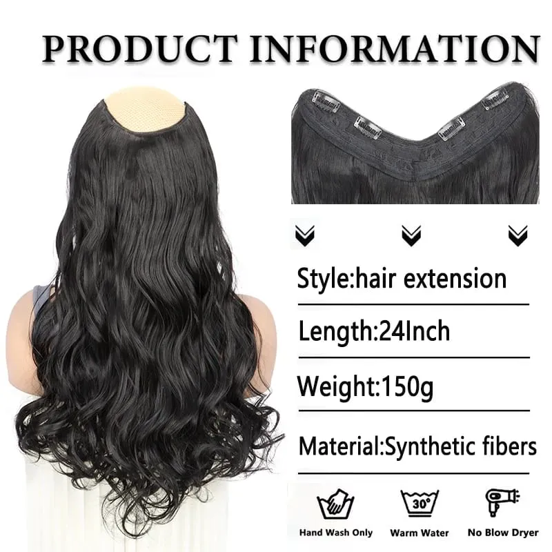 24Inch Synthetic Long Curly Clip on Hair Extension Heat-Resistant Fibers Volume Natural Invisible Hairpiece for Women Daily Use — image 2