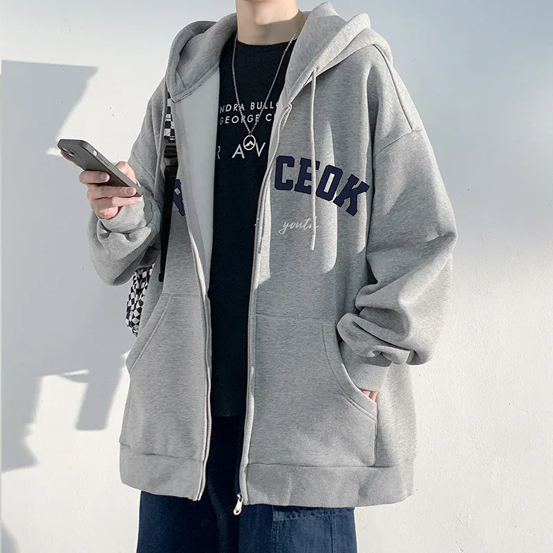 Spring Men's Streetwear Letter Printed Zip Up Hoodies 2025 New Hip Hop Long Sleeve Hoody Sweatshirts Oversized Y2K Tracksuit — image 4