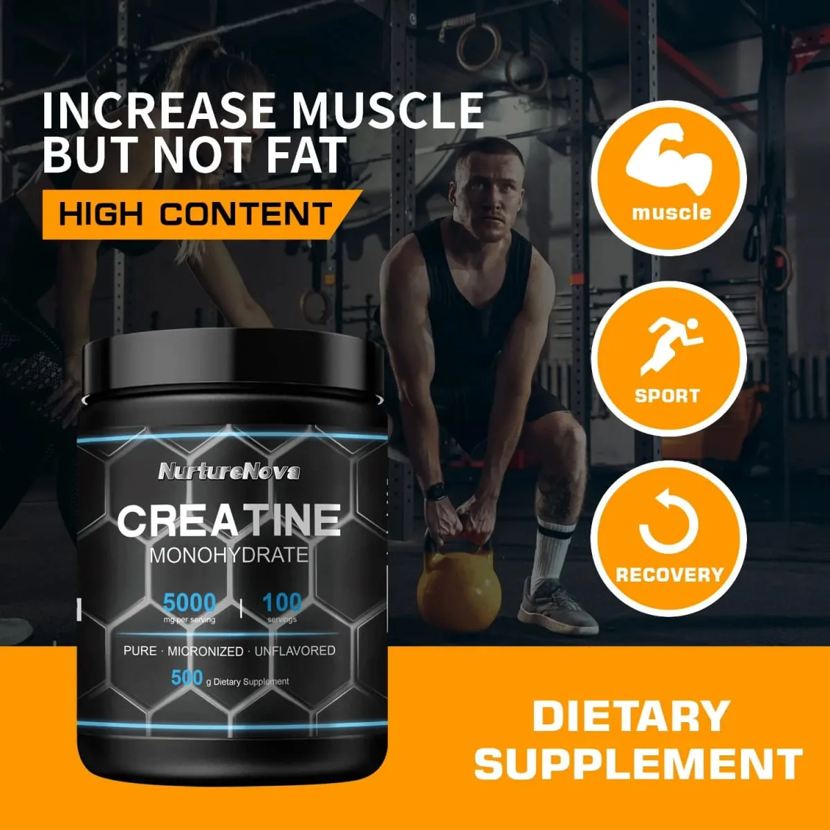 Creatine Monohydrate Powder 500g Unflavored Micronized Supplement for Workout Recovery Muscle Support Men Women — image 3