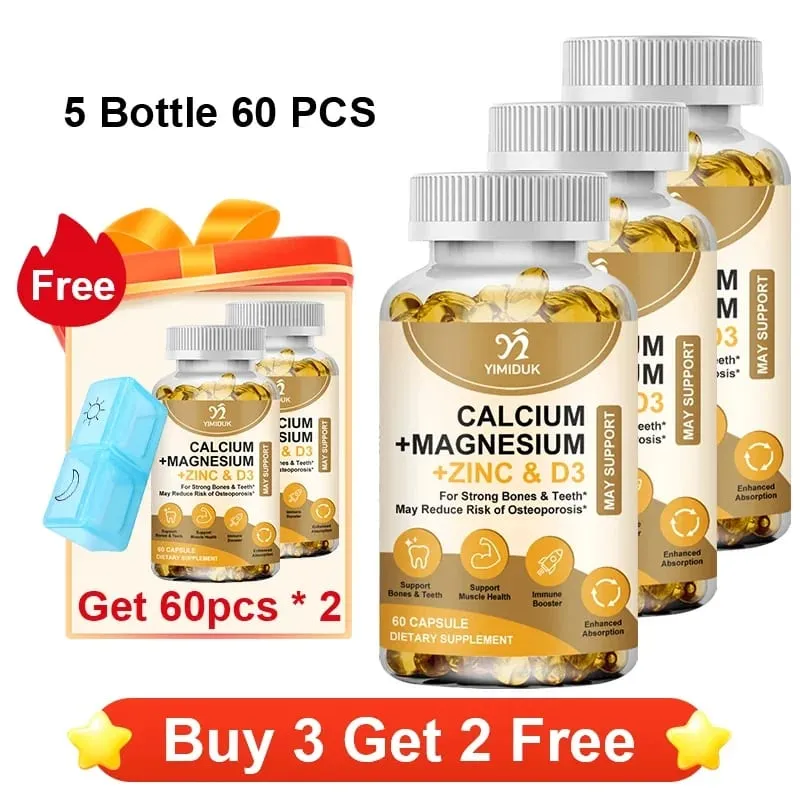 Bone & Muscle Support Supplement with Calcium Magnesium Zinc & D3 Supports Strong Bones Teeth Immunity & Vitality
