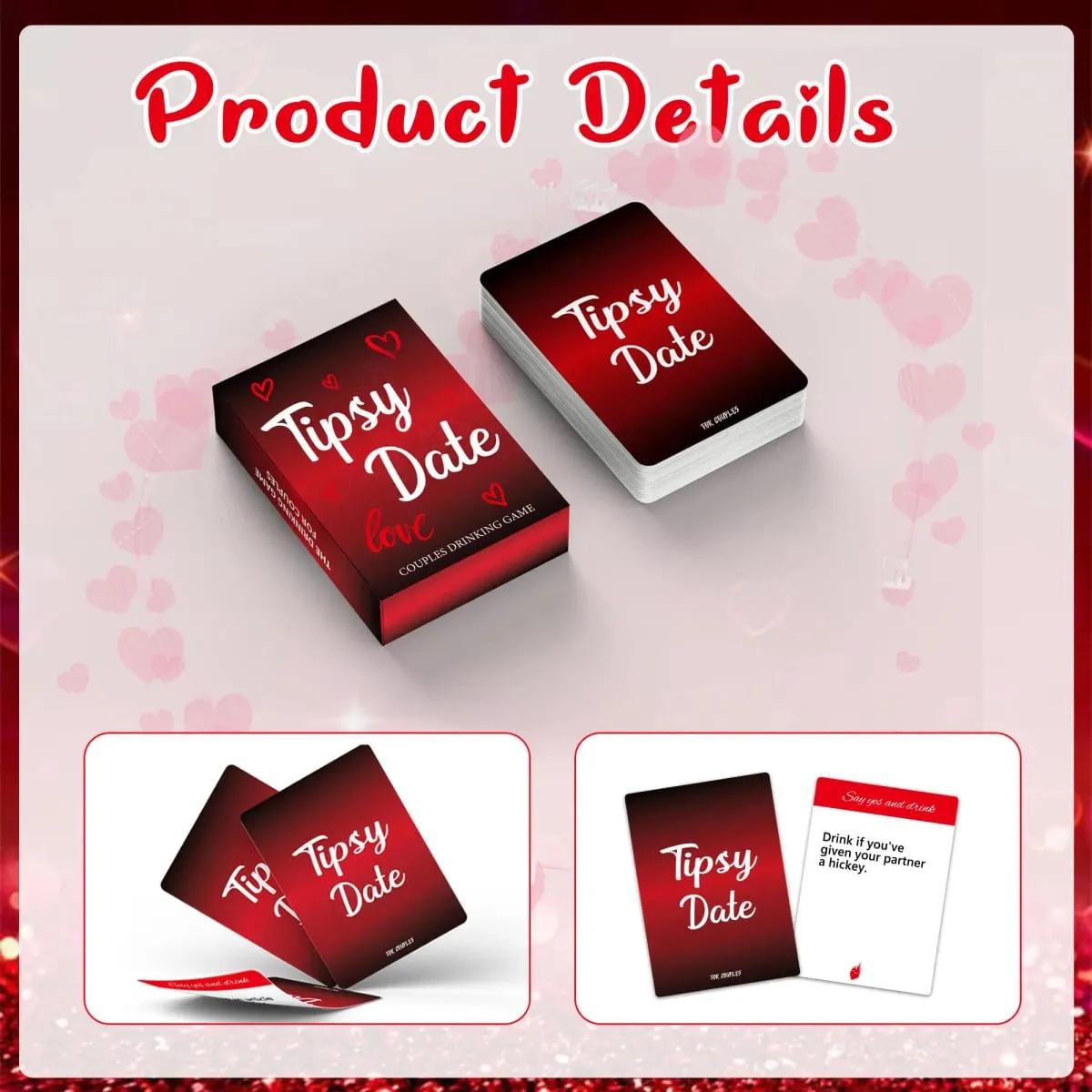 50 pcs Tipsy Date Drinking Card Game for Couple Dates Friends Gatherings Valentine's Day gift — image 3