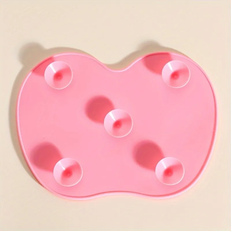 Apple Shaped Pink Cleaning Brush: A Small Suction Cup Cleaning Tool Designed Specifically For Cleaning Makeup Brushes