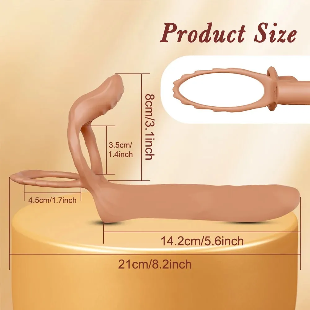 Vibratore a doppia penetrazione per coppia Anello del pene Anello del rubinetto dello sperma Ingrandimento del pene Vibrazione ritardata Giocattoli del sesso per uomini adulti