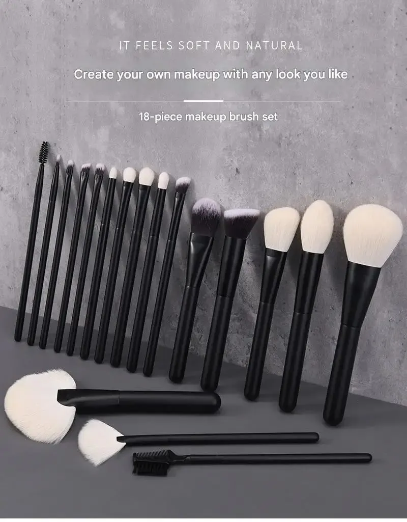 Natural Hair Makeup Brushes Travel Set 12PCS Portable With Eyebrow Eyeshadow Foundation Blending Brushes And Pouch — image 1