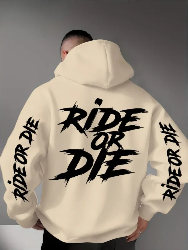 Men's Ride Or Die Graphic Hoodie Sweatshirt Oversized Streetwear Sportswear Pullover Casual Autumn Winter Hooded Top — image 6
