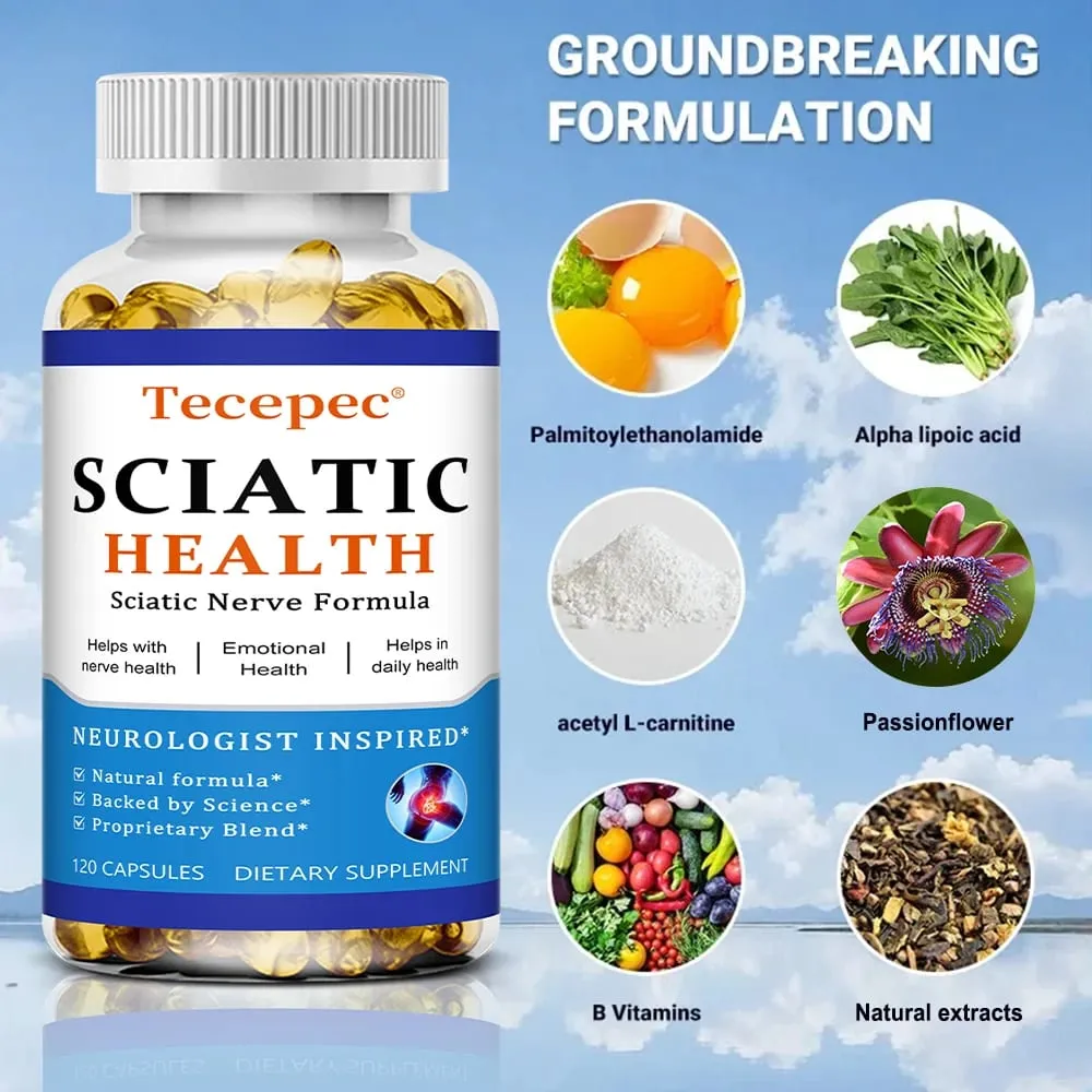 Relieve Sciatica Capsules - Relieve Pain Improve Flexibility Support Nerve and Joint Health Relax Muscles