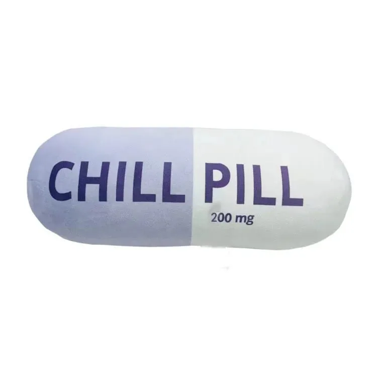 Funny Chill Pill Plush Pillow Cute Cartoon Stuffed Plushie Soft Sofa Cushion Hugging Doll Nap Sleep Pillow Birthday Gift