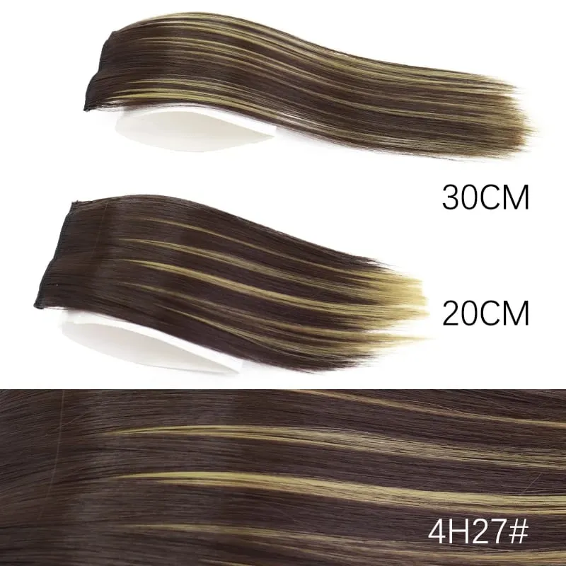 Sintetik 20sm/30sm Pad Lurus Tidak Kelihatan Klip Dalam Satu Keping Sambungan Rambut Penutup Sisi Atas Potongan Rambut Gebu Untuk Wanita